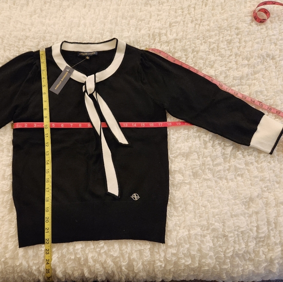 Black and White Sweater with Tie Detail - Picture 2 of 2